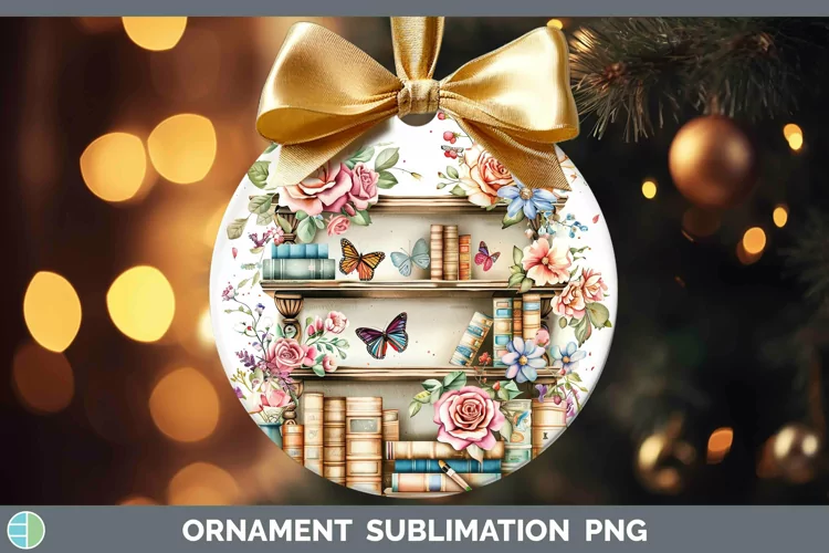 Watercolor Books Rose Ornament Sublimation Bauble Designs