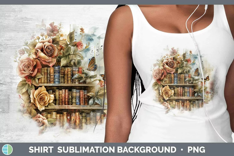 Watercolor Books Rose Shirt Sublimation Sublimation Backgrou