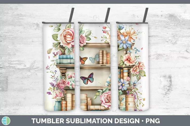 Watercolor Books Rose Tumbler Sublimation 20 oz Skinny Tumbl