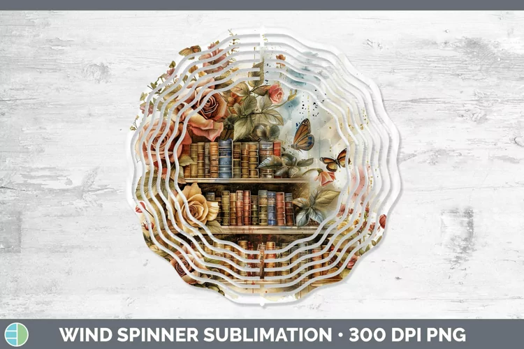 Watercolor Books Rose Wind Spinner Sublimation Spinner Desig