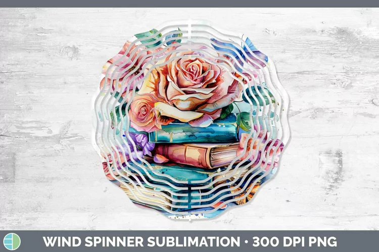 Watercolor Books Rose Wind Spinner Sublimation Spinner Desig
