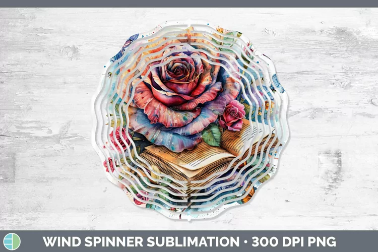 Watercolor Books Rose Wind Spinner Sublimation Spinner Desig