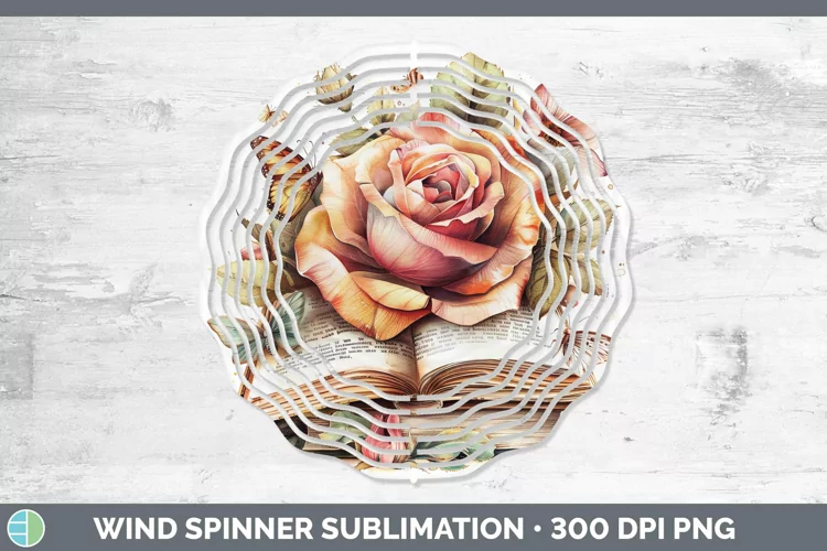 Watercolor Books Rose Wind Spinner Sublimation Spinner Desig