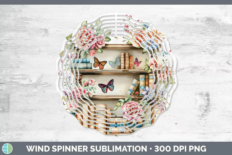 Watercolor Books Rose Wind Spinner Sublimation Spinner Desig
