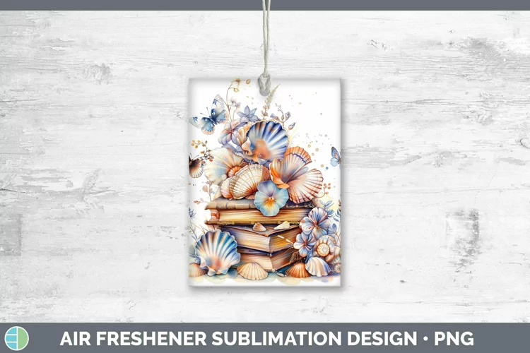 Watercolor Books Seashell Air Freshener Sublimation Car Fres