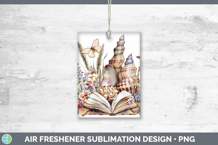 Watercolor Books Seashell Air Freshener Sublimation Car Fres