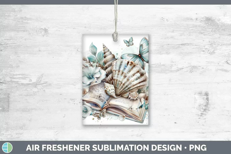 Watercolor Books Seashell Air Freshener Sublimation Car Fres
