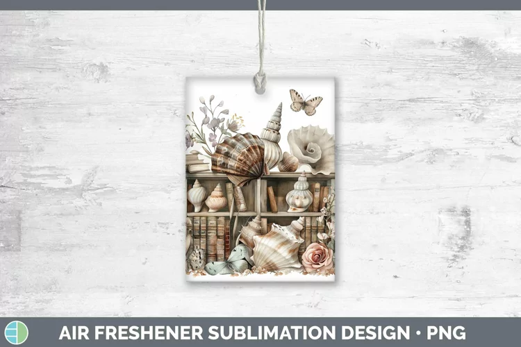 Watercolor Books Seashell Air Freshener Sublimation Car Fres