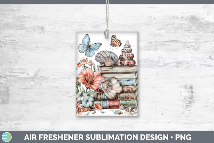 Watercolor Books Seashell Air Freshener Sublimation Car Fres