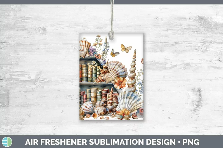 Watercolor Books Seashell Air Freshener Sublimation Car Fres