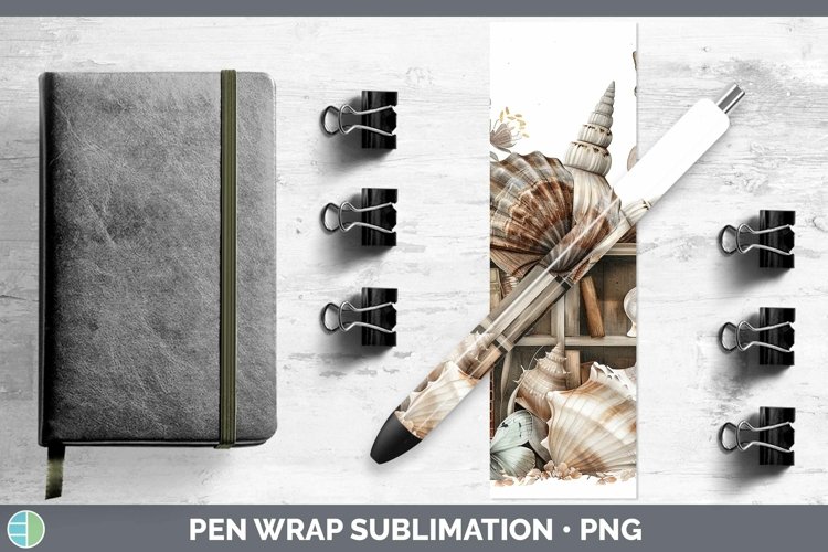 Watercolor Books Seashell Pen Wrap Sublimation Epoxy Pen Des