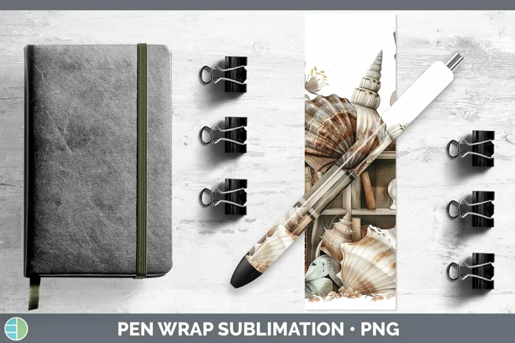 Watercolor Books Seashell Pen Wrap Sublimation Epoxy Pen Des