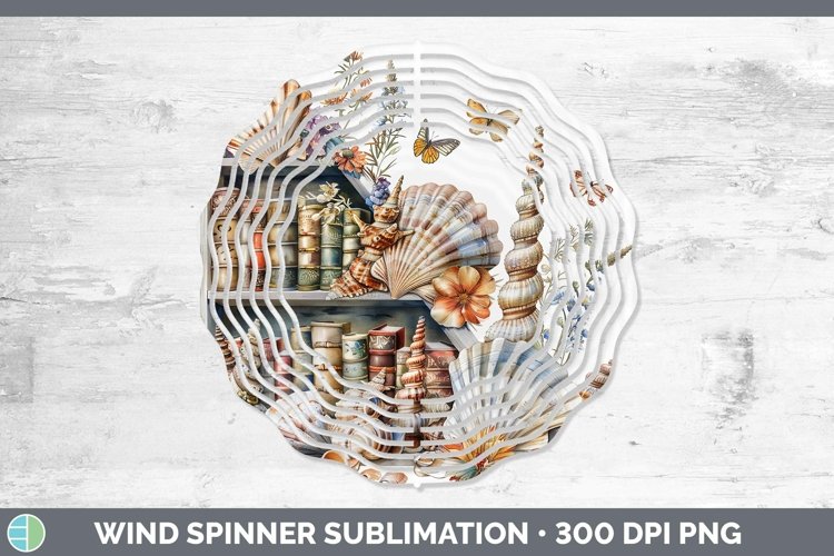 Watercolor Books Seashell Wind Spinner Sublimation Spinner D