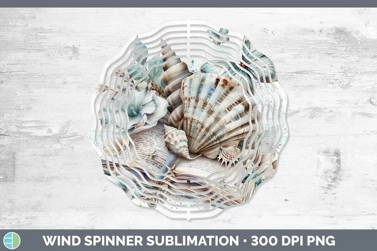 Watercolor Books Seashell Wind Spinner Sublimation Spinner D
