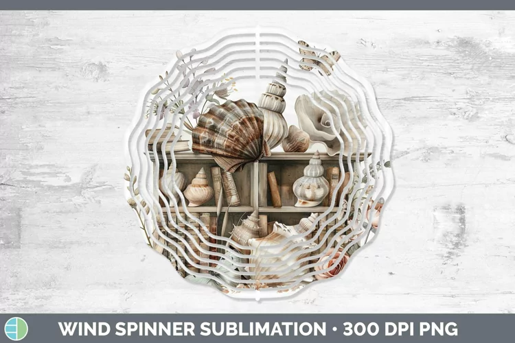 Watercolor Books Seashell Wind Spinner Sublimation Spinner D