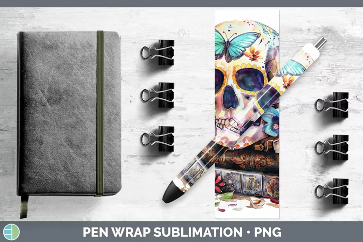 Watercolor Books Sugar Skull Pen Wrap Sublimation Epoxy Pen