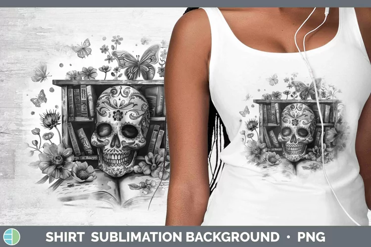 Watercolor Books Sugar Skull Shirt Sublimation Sublimation B
