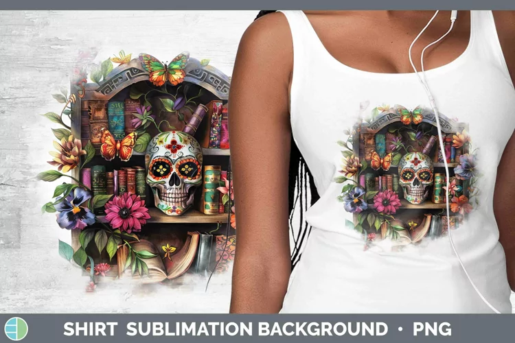 Watercolor Books Sugar Skull Shirt Sublimation Sublimation B