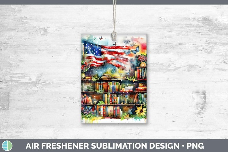 Watercolor Books USA Flag Air Freshener Sublimation Car Fres