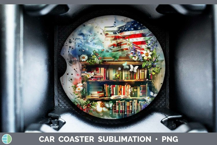 Watercolor Books USA Flag Car Coaster Sublimation Coaster De