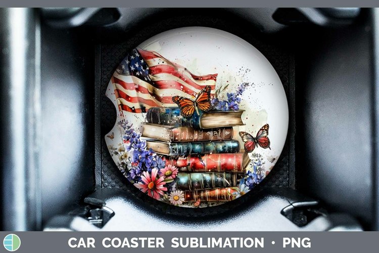 Watercolor Books USA Flag Car Coaster Sublimation Coaster De