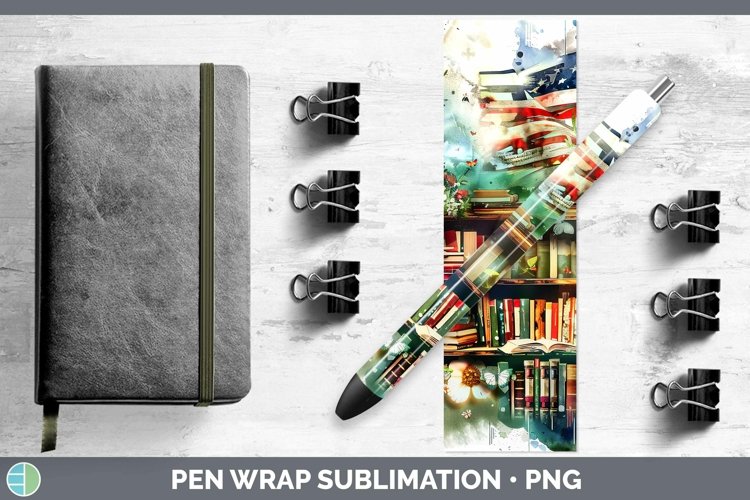 Watercolor Books USA Flag Pen Wrap Sublimation Epoxy Pen Des