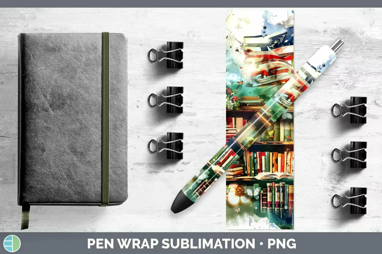 Watercolor Books USA Flag Pen Wrap Sublimation Epoxy Pen Des