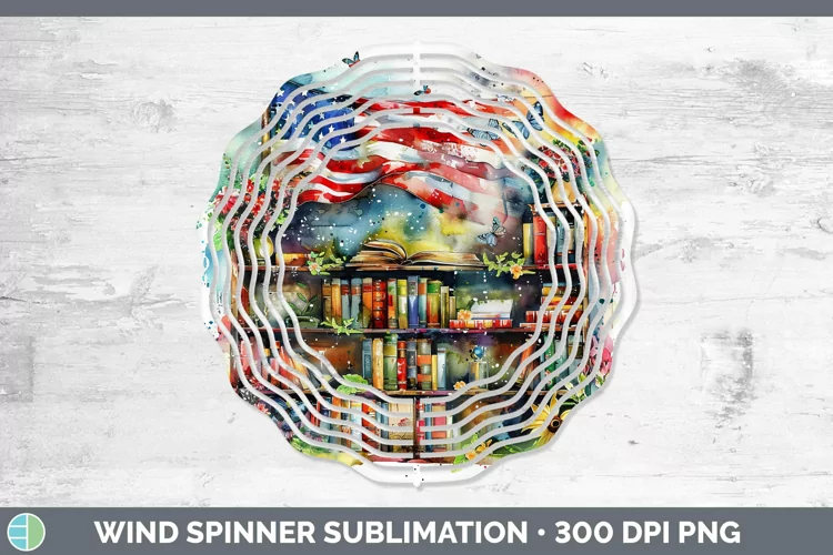 Watercolor Books USA Flag Wind Spinner Sublimation Spinner D
