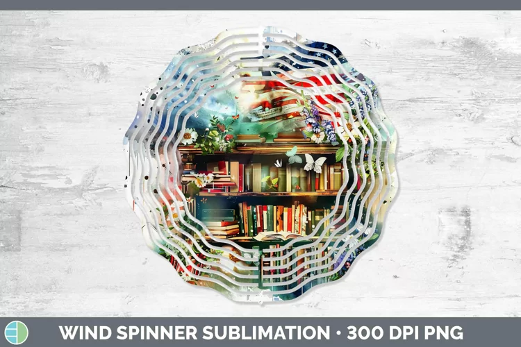 Watercolor Books USA Flag Wind Spinner Sublimation Spinner D