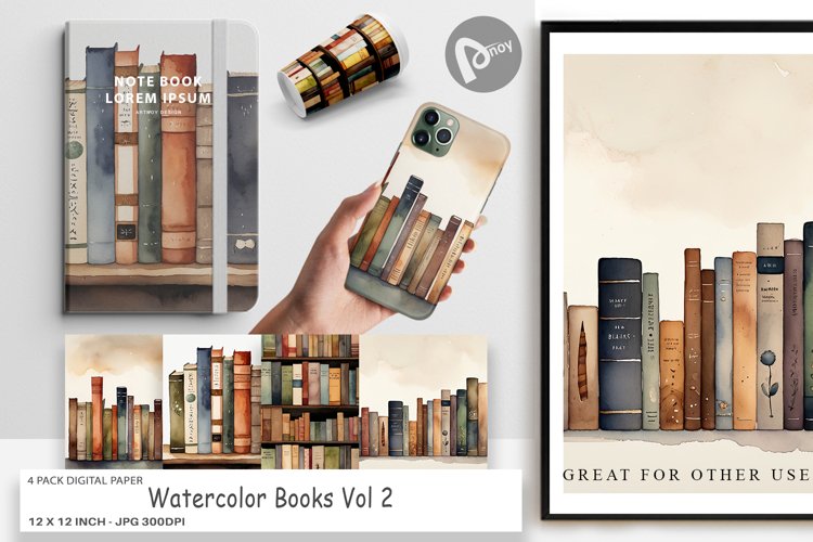 Watercolor Book Clipart Image 23