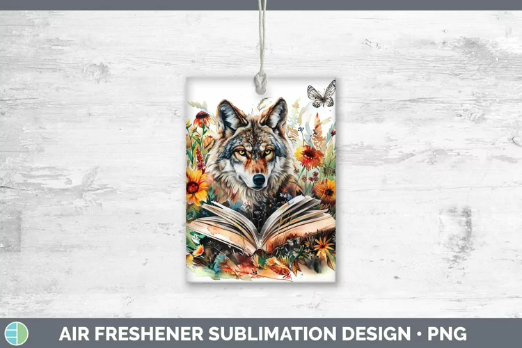Watercolor Books Wolf Air Freshener Sublimation Car Freshene