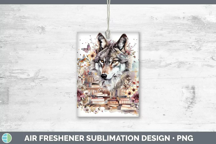 Watercolor Books Wolf Air Freshener Sublimation Car Freshene
