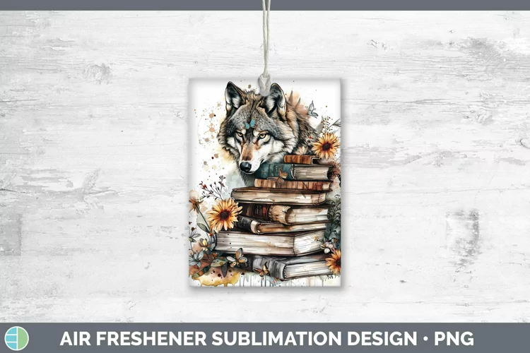 Watercolor Books Wolf Air Freshener Sublimation Car Freshene