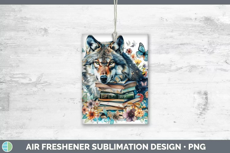 Watercolor Books Wolf Air Freshener Sublimation Car Freshene