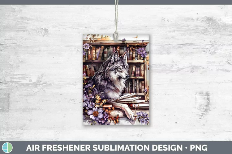 Watercolor Books Wolf Air Freshener Sublimation Car Freshene