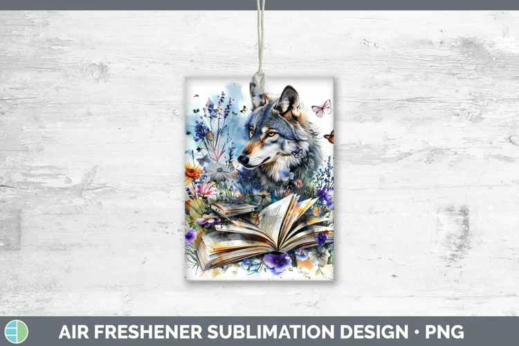 Watercolor Books Wolf Air Freshener Sublimation Car Freshene