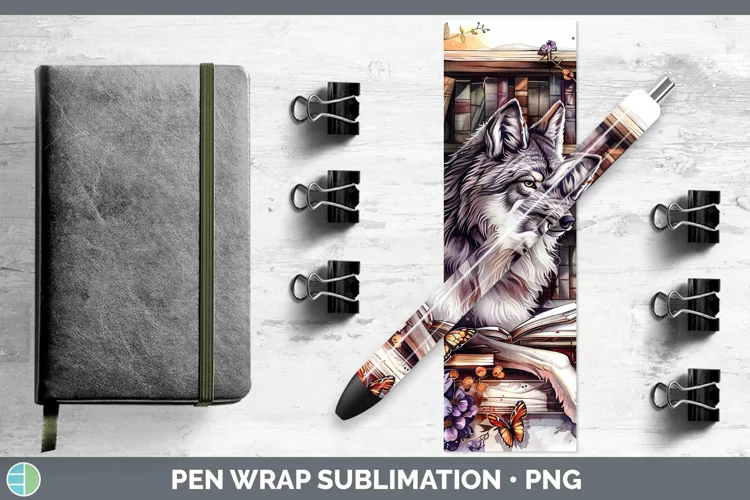Watercolor Books Wolf Pen Wrap Sublimation Epoxy Pen Designs