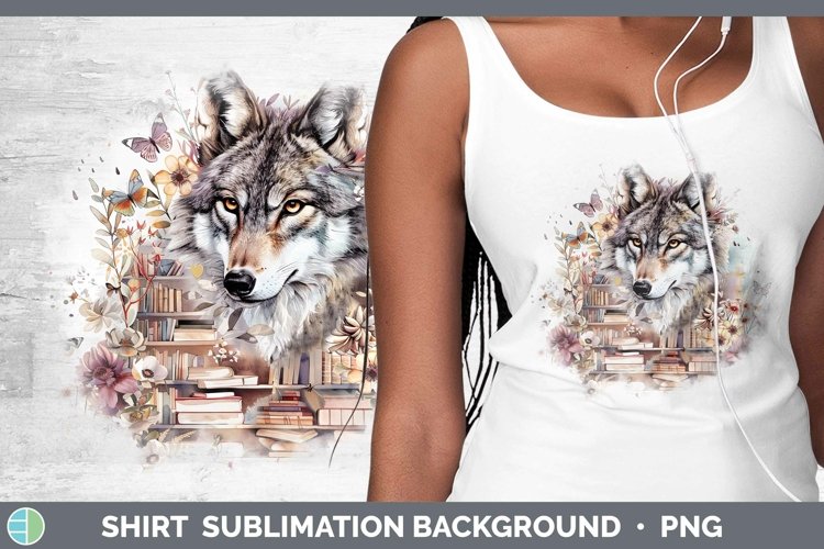 Watercolor Books Wolf Shirt Sublimation Sublimation Backgrou