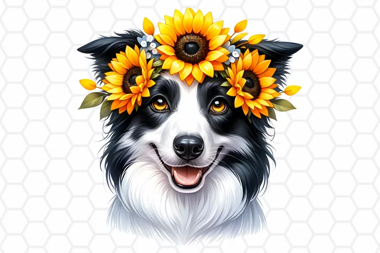 Watercolor Border Collie Clipart, Sublimation PNG Design