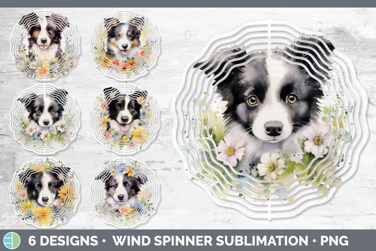 Watercolor Border Collie Dog Wind Spinner | Sublimation Spin