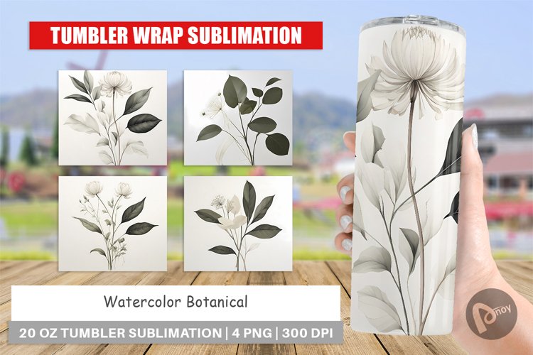 Tumbler Sublimation Wrap Watercolor Botanical