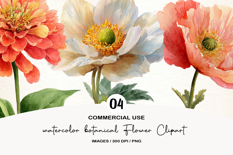 watercolor botanical Flower Clipart