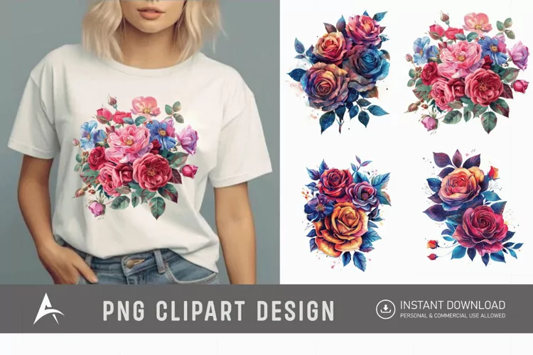 Bouquet Cosmic Rose Flowers Clipart