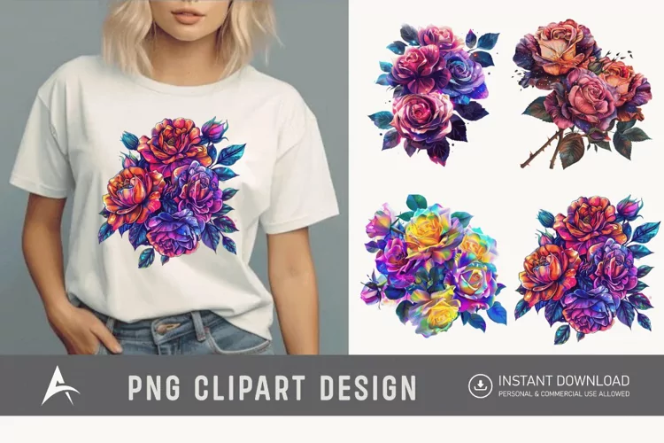 Bouquet Cosmic Rose Flowers Clipart