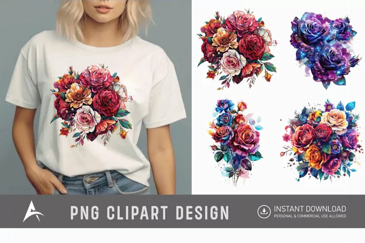 Bouquet Cosmic Rose Flowers Clipart