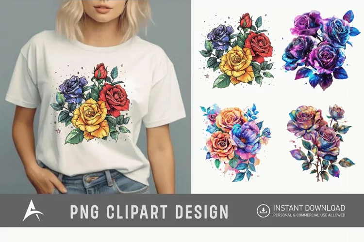 Bouquet Cosmic Rose Flowers Clipart