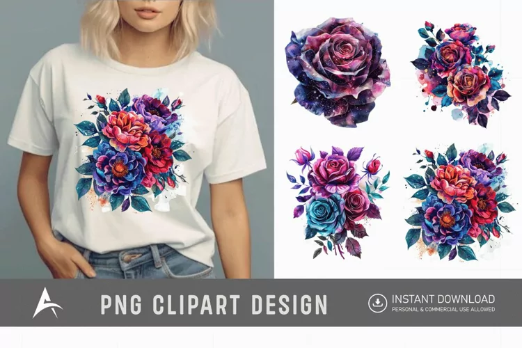 Bouquet Cosmic Rose Flowers Clipart