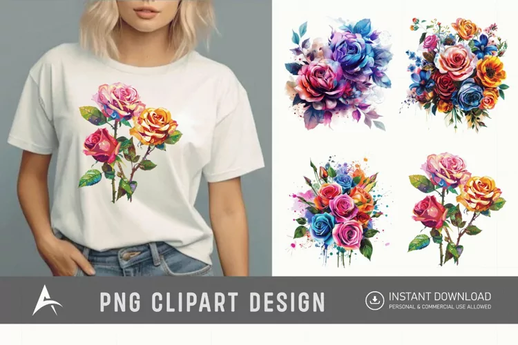 Bouquet Cosmic Rose Flowers Clipart
