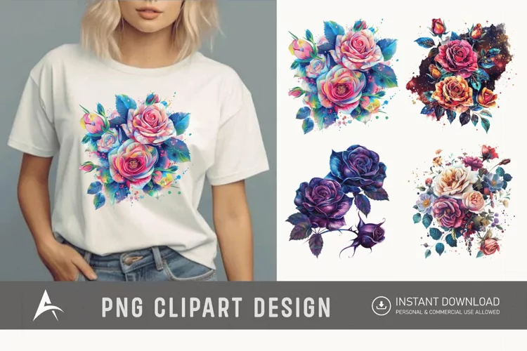 Bouquet Cosmic Rose Flowers Clipart