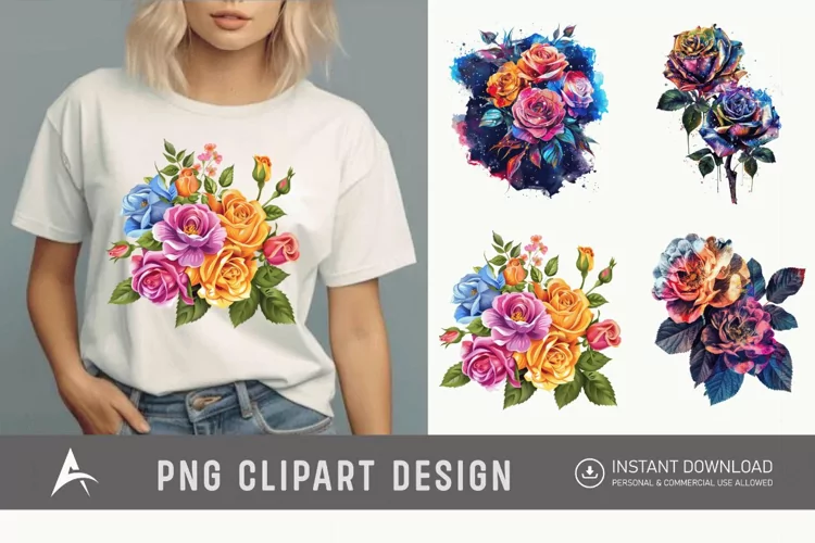 Bouquet Cosmic Rose Flowers Clipart